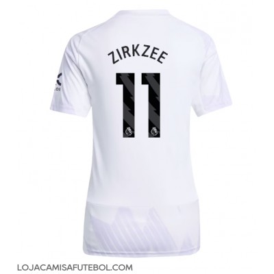 Camisa de Futebol Manchester United Joshua Zirkzee #11 Equipamento Secundário Mulheres 2025-26 Manga Curta Camisa de Futebol Manchester United Joshua Zirkzee #11 Equipamento Secundário Mulheres 2025-26 Manga Curta